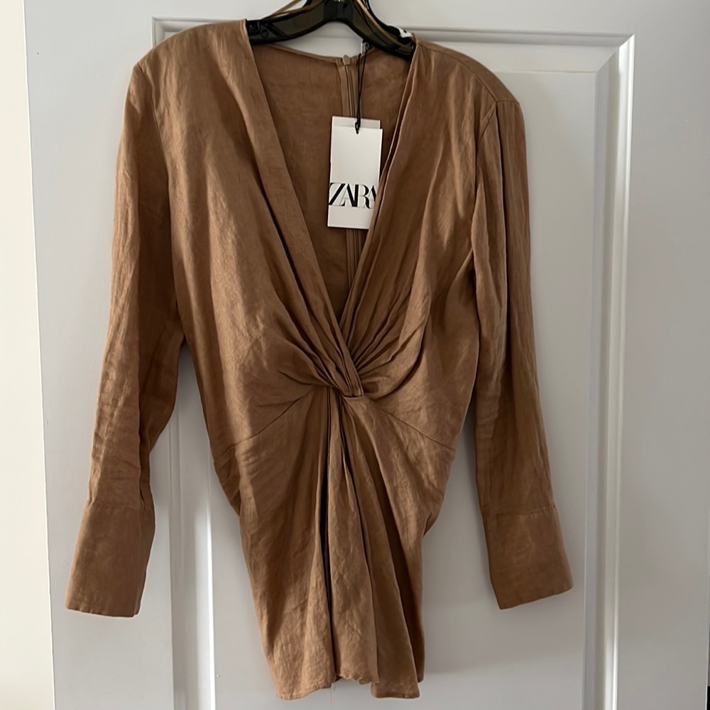 Zara Long Sleeve Linen Top